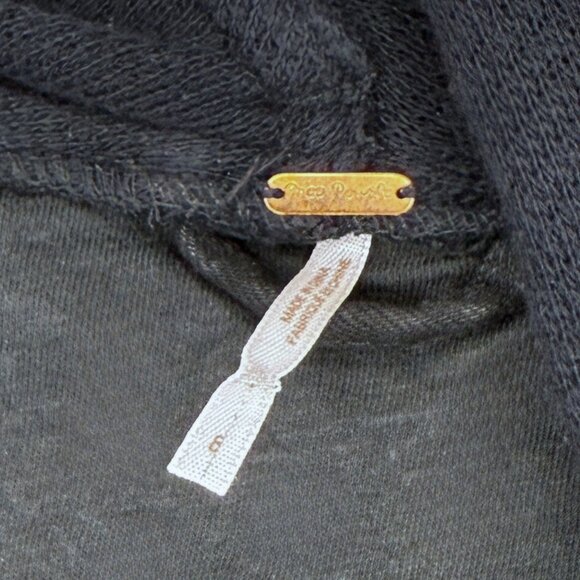 Free People Black Denim Fringe Scarf Jacket – Size 6 – Boho Layered Look - Picture 9 of 12